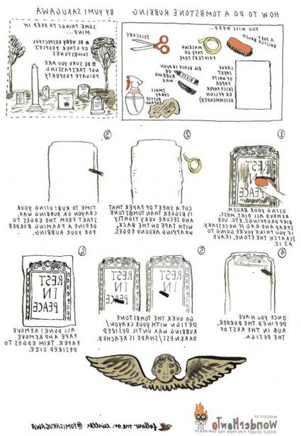 Hur man gör en gravsten gnugga. Kontrollera att det är okej att ta gravsten eller gravsten rubbings i din lokala kyrkogården.