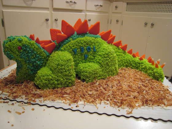 Hur man gör en 3d tårta dinosaurfödelsedag. Gör två pappers mallar baserade på dessa bilder (klicka för att förstora).