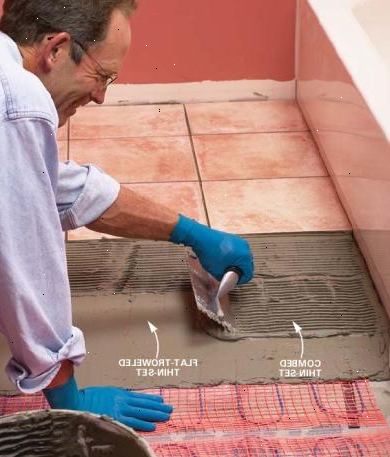 Hur man installerar elektrisk strålningsvärme matta under ett klinkergolv. Förbered ditt golv för kakel genom att installera kakel hjälpare styrelse på golvet, säkra den till det befintliga undergolvet med tunn-set murbruk och cement skruvar styrelse eller spikar.