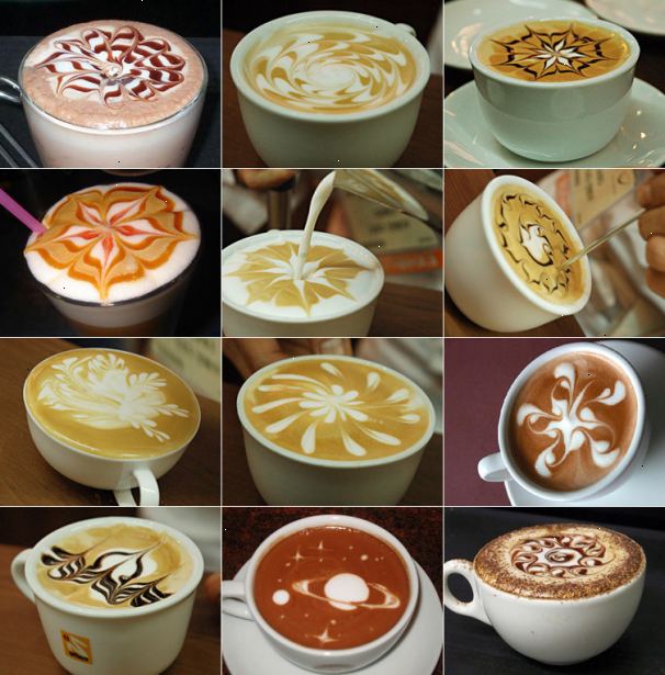 Hur man gör latte art. Häll tillräckligt kall mjölk (34 º F eller 1 º C) för en kopp in i ångan kannan.