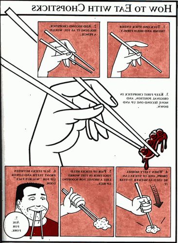 Hur man äter med pinnar. Plocka upp den första chopstick med långfingret och tummen.